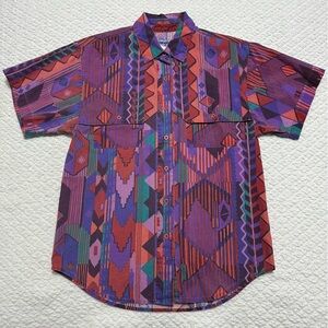 Vintage Wrangler Button Up Short Sleeve Southwest Shirt Small